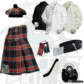 Battle Of Kilts Men’s Tartan Kilt Outfit – 9-Piece Scottish Set with Premium Accessories